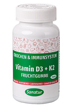 Vitamin D3 + K2<br/>Fruchtgummi<br/>60 Stück (120 g)