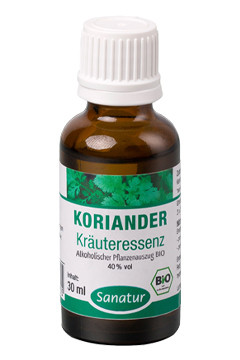 Koriander <br />Kräuteressenz, BIO<br /> Alkoholischer Pflanzenauszug (30 ml)