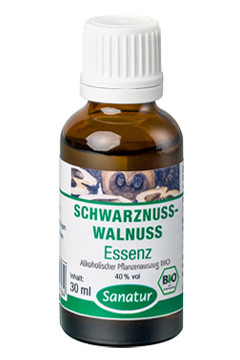 Schwarznuss Walnuss <br /> Essenz, BIO<br /> Alkoholischer Pflanzenauszug (30 ml)